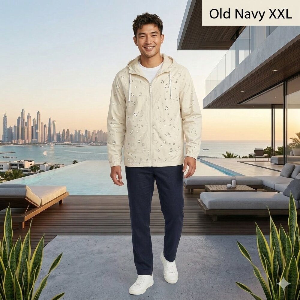 NWOT Old Navy Men XXL Water Resistant Removable Hoodie Coat/Jacket L/S Full Zip